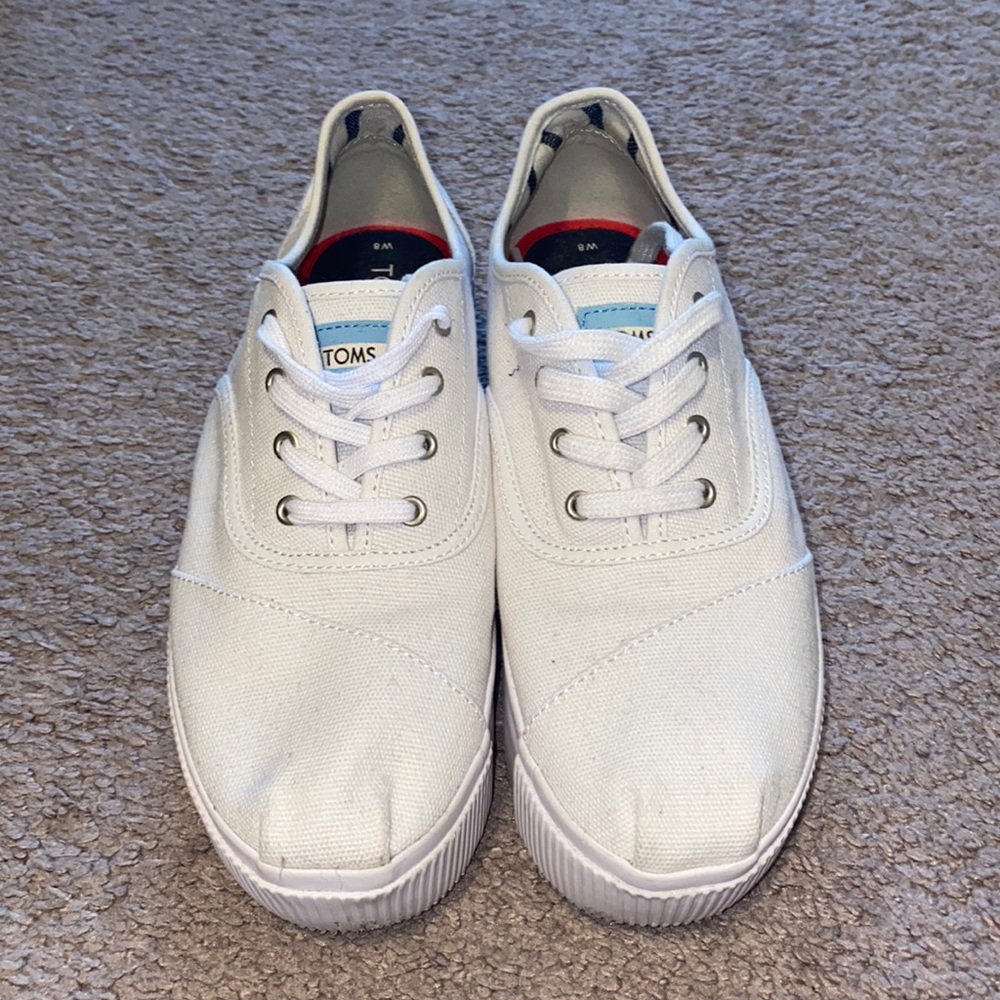Toms platform white sneakers